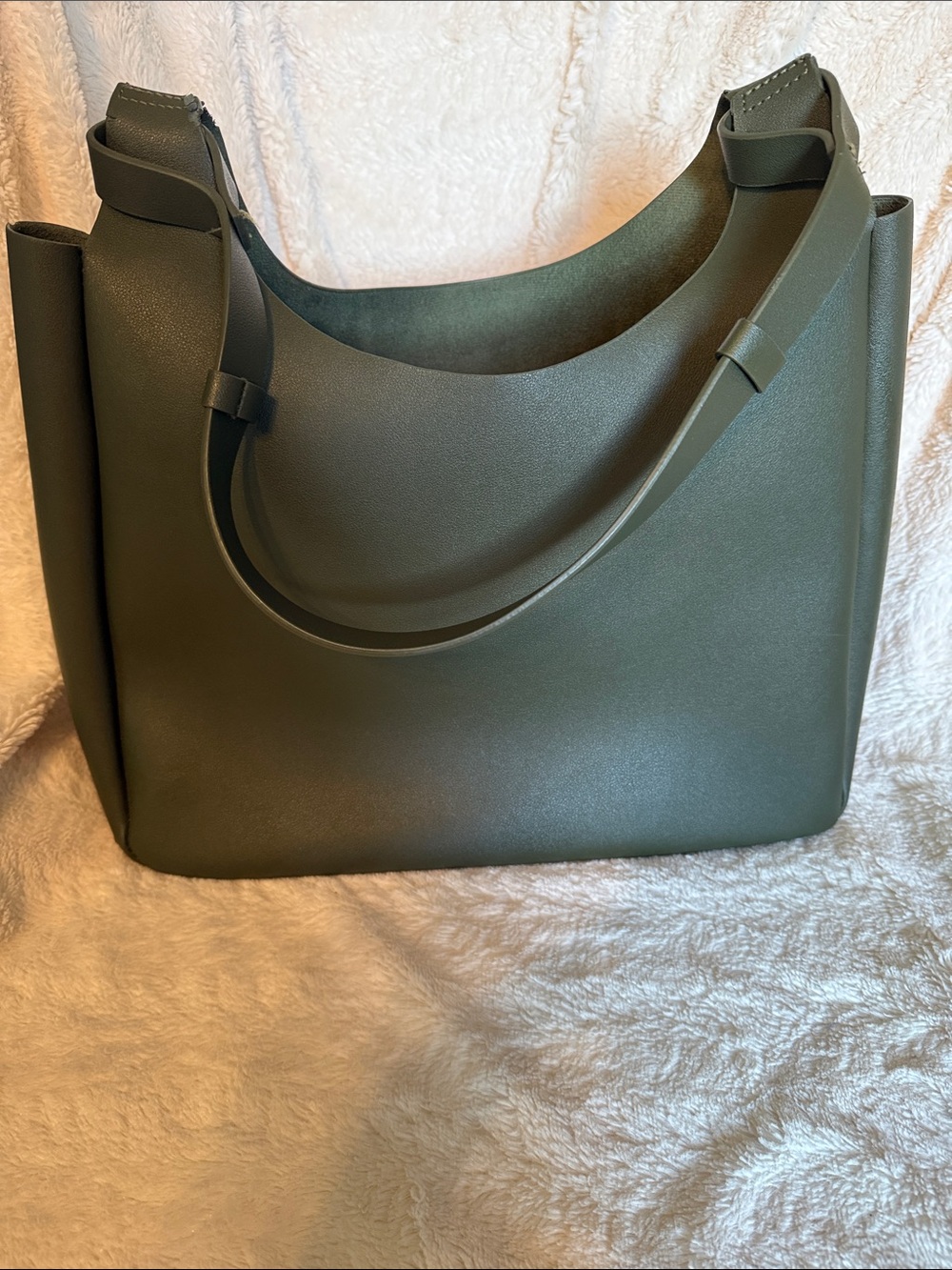 Neiman Marcus Olive Structured Hobo Tote